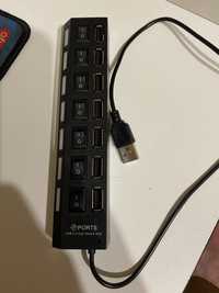 USB Хаб на 7 разьемов, с выключателями.
