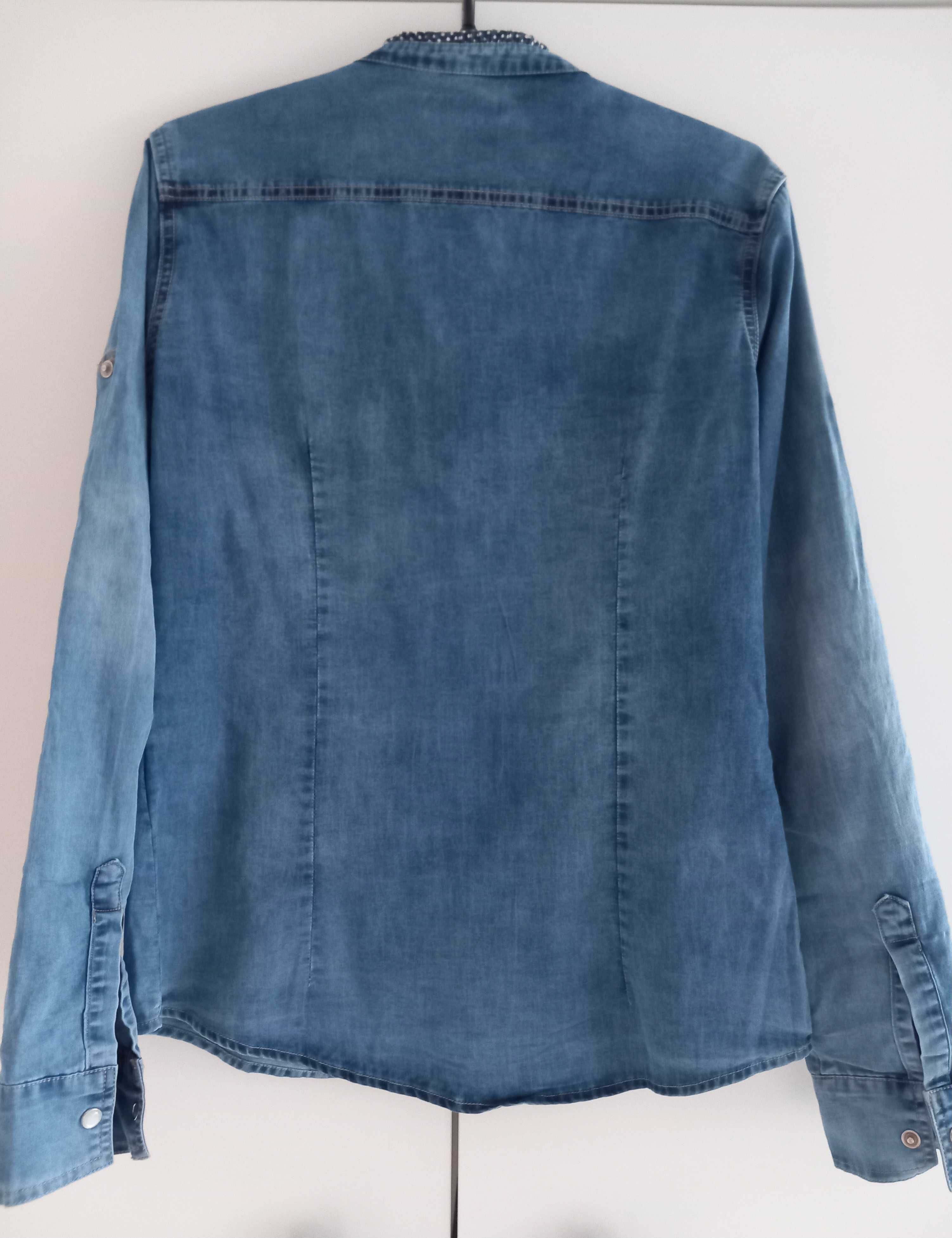 Koszula jeansowa perełki 38(M)