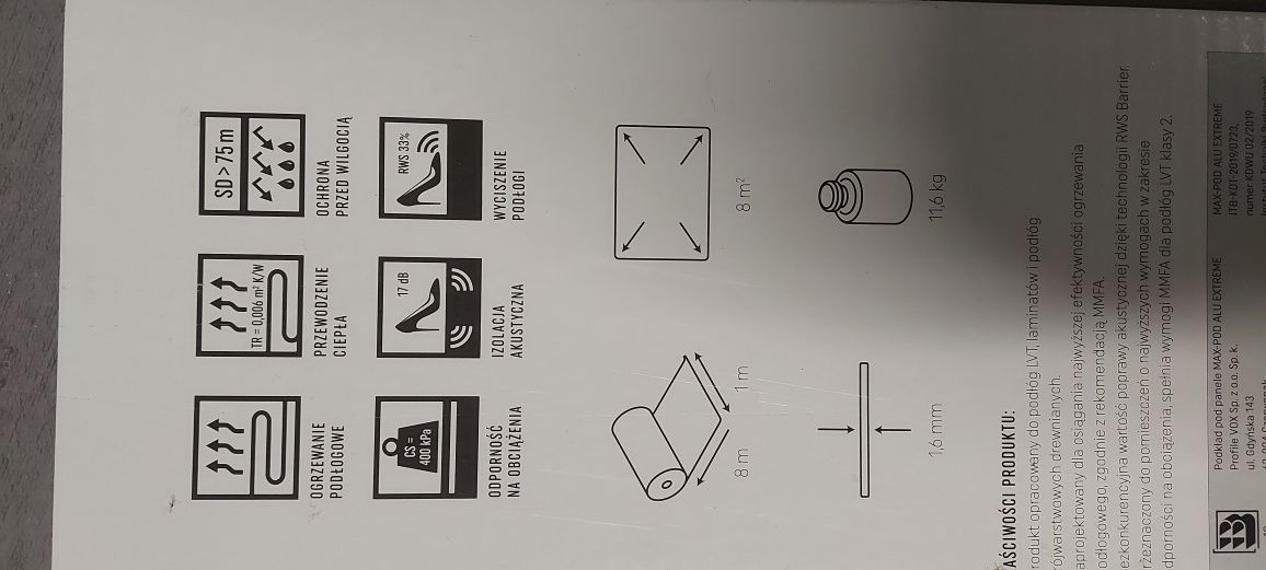 Podkład pod panele MAX-POD Alu Extreme 1,6mm pod panele