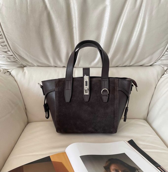 Італійська сумочка тоут замша шкіра нова колекція шоколадна