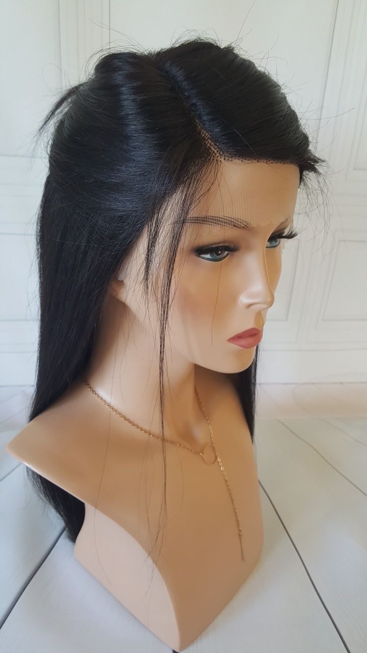 Peruka naturalna Agnieszka czarna włosy naturalne w 100% lace front