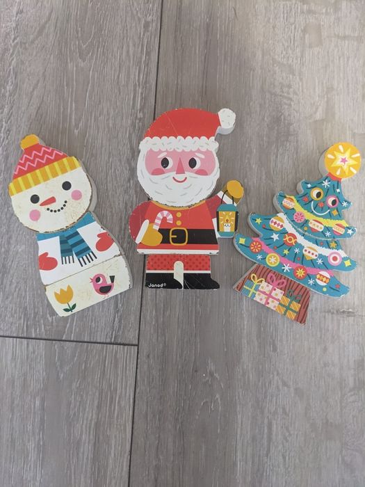 Magnetyczne drewniane klocki Święty Mikołaj i przyjaciele Janod