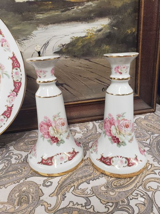 pratão +2 castiçais porcelana