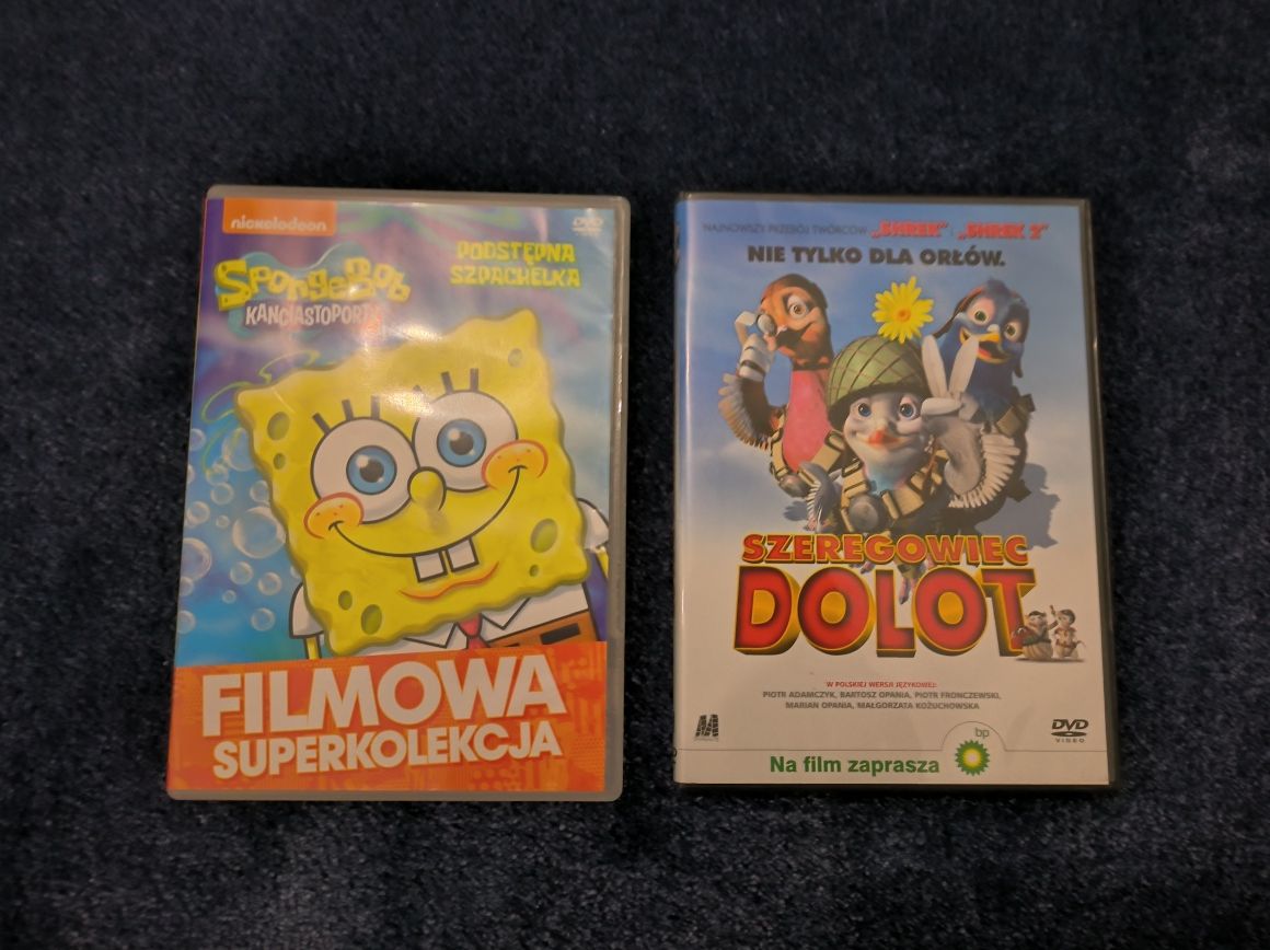 płyty DVD z bajkami SpongeBob jak i z filmem Szeregowiec Dolot