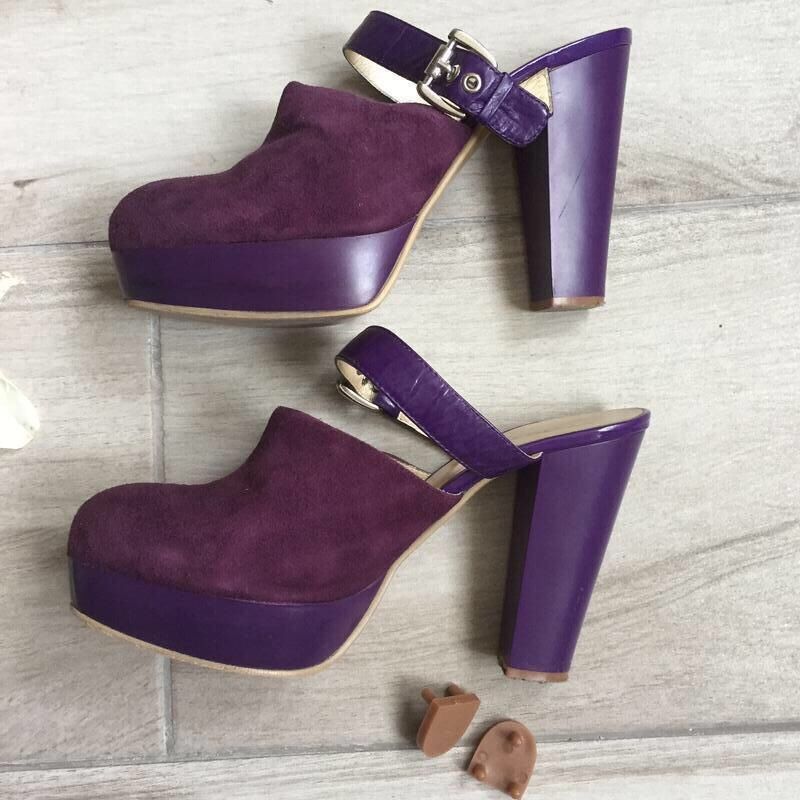 Фиолетовые замшевые сабо туфли босоножки attizzare р. 39-40