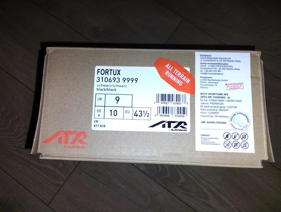 Lowa Fortux w rozmiarze 43,5 (27,3 cm) kolor czarny