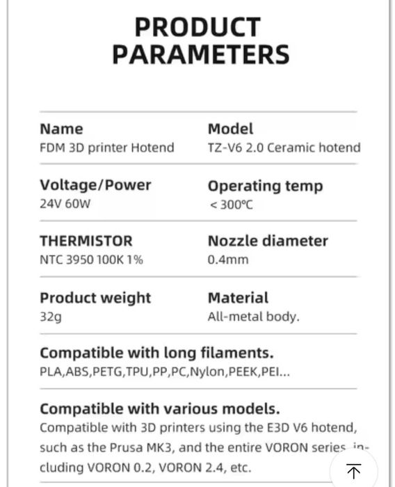 Hotend Ender/Voron Highflow V6