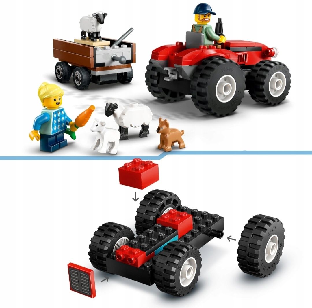 LEGO 60461 City - Czerwony traktor z przyczepą i owcą Wieś Rolnik