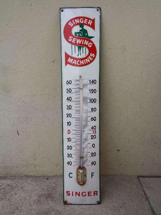 Placa Esmaltada Termómetro Singer
