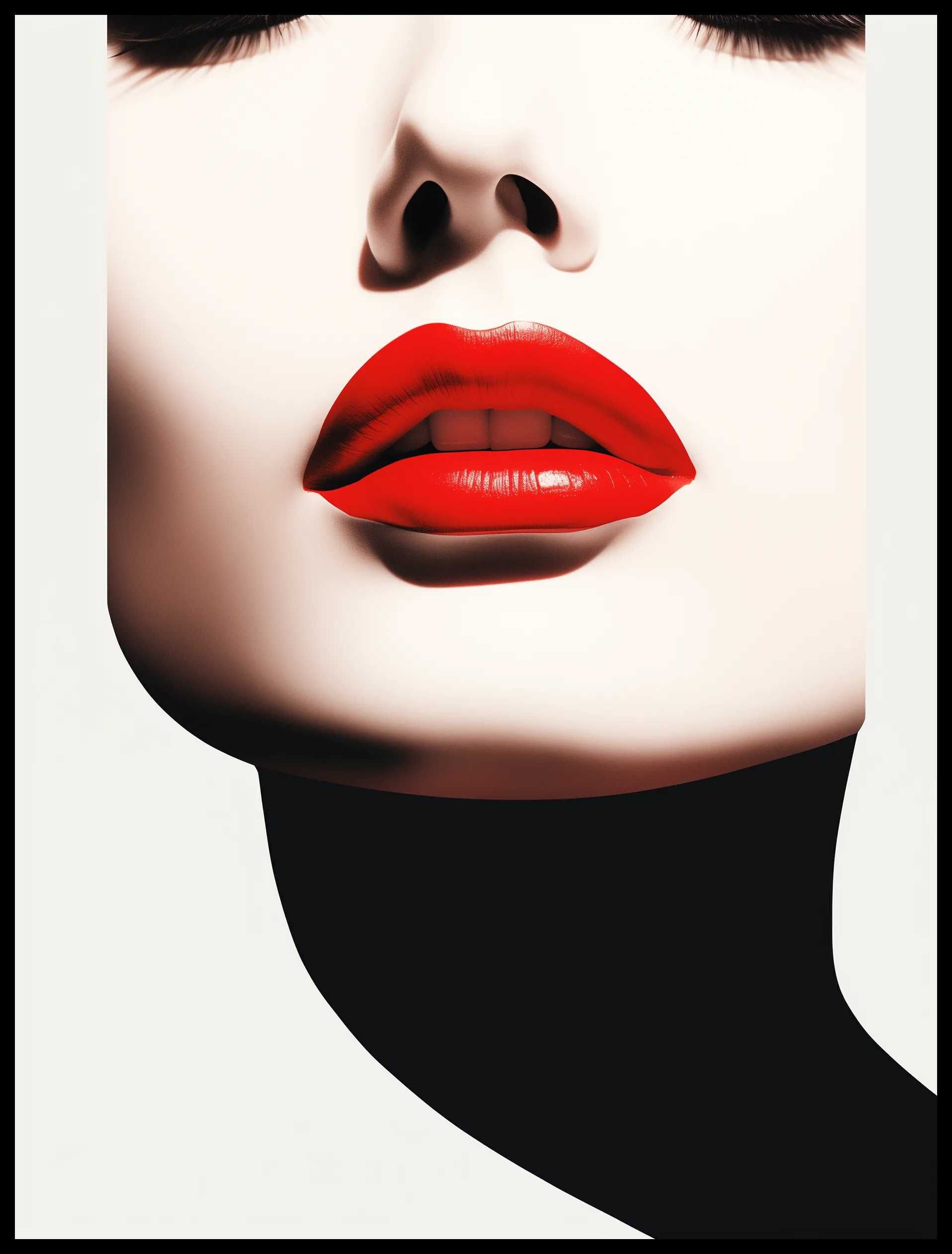 Plakat na Ścianę Obraz Kobieta Czerwone Usta Twarz 40x60 cm ElliveX
