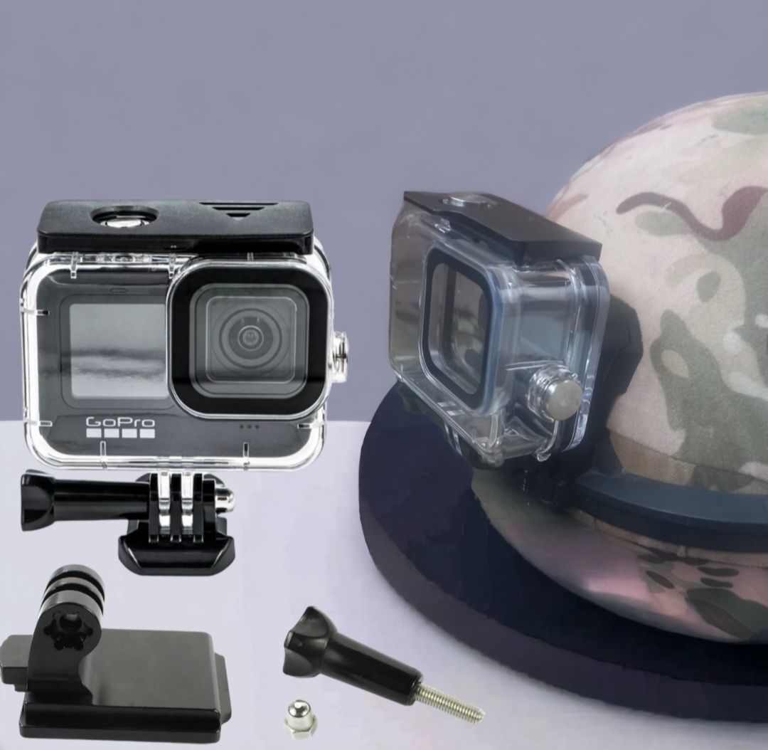 Комплект! Кріплення на військовий шолом + аквабокс для камери GoPro