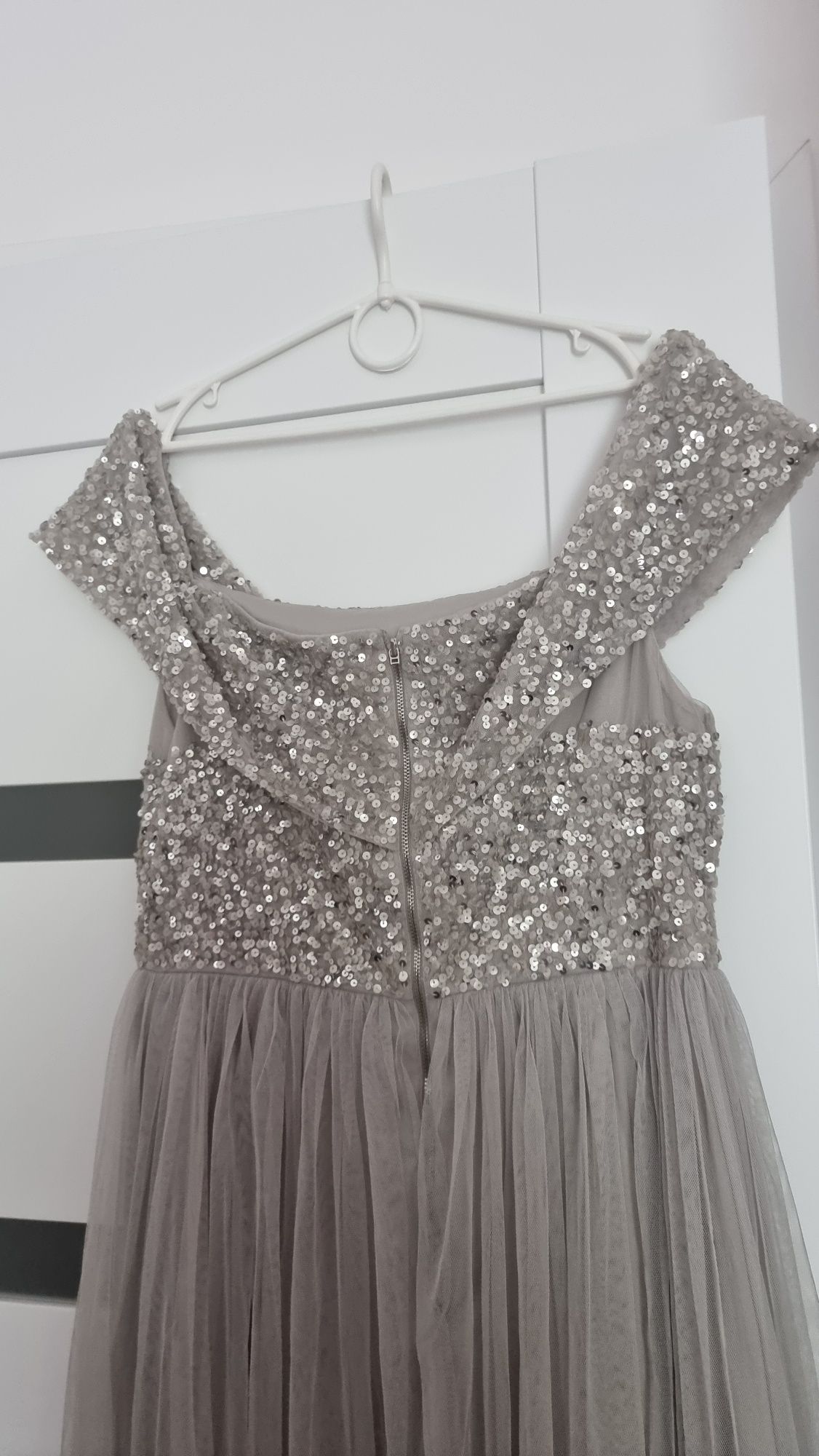 Maya r. 42 deluxe sukienka srebrna hiszpanka asos