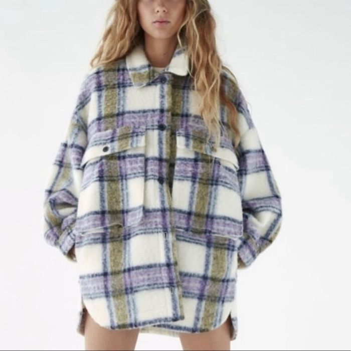 Куртка рубашка сорочка шерстяна  zara m-l