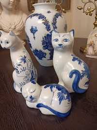 Kocia rodzina. Porcelana .Vintage.Koty...