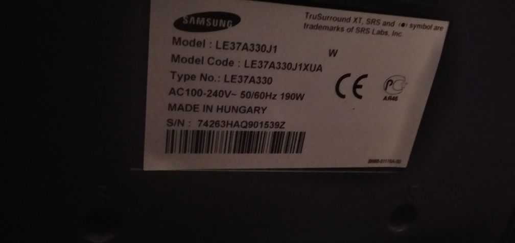 Телевізор Samsung діагональ 37 дюймів