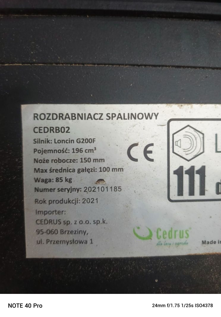 Rozdrabniacz  spalinowy cedrus  196cm3