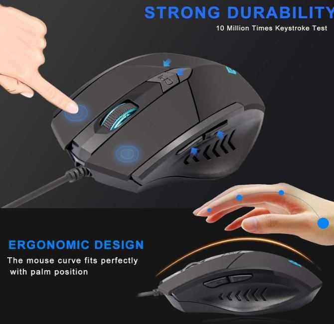 Mysz do gier przewodowa ergonomiczna RGB 6 przycisków gaming