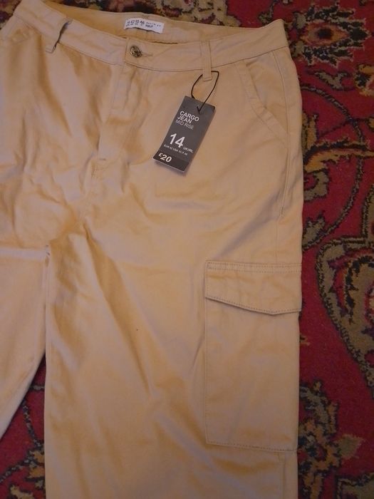 Штани карго джинс 14 42 наш 50 бежеві primark denim co