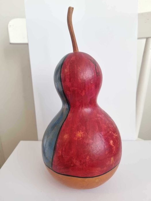 Gruszka,lalka z tykwy,kolorowa,vintage,ręcznie malowana