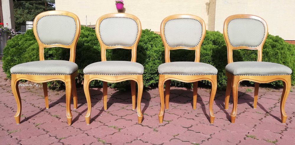 Krzesła do stołu stylowe Ludwikowskie tapicerowane stół fotel