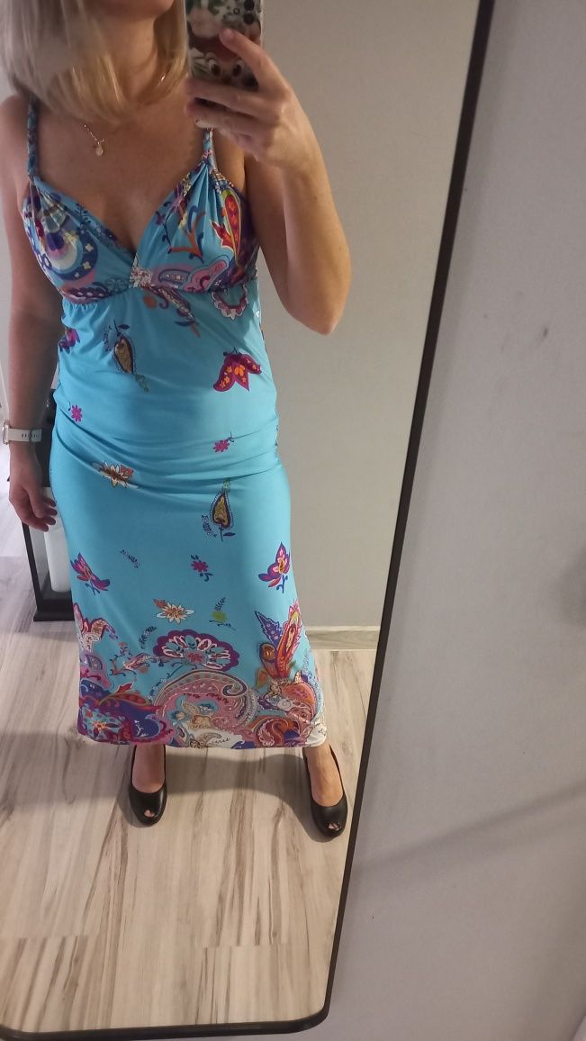 Piękna sukienka boho vintage palisey wzory andżela 38 m