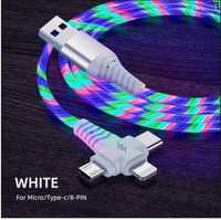 Świecący kabel do ładowania LED USB-C nowy