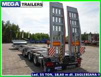 LAWETA ład. 54 T, rozciągana 18,6 m, najazdy HYDRULICZNE 3,0 M !!!  GOTOWA / PLAC !!! Balkon 3,75 + pokład 9,30 +5,0 m, oś skrętna, PTO !!