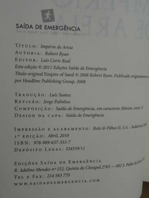 Império de Areia de Robert Ryan - 1ª Edição