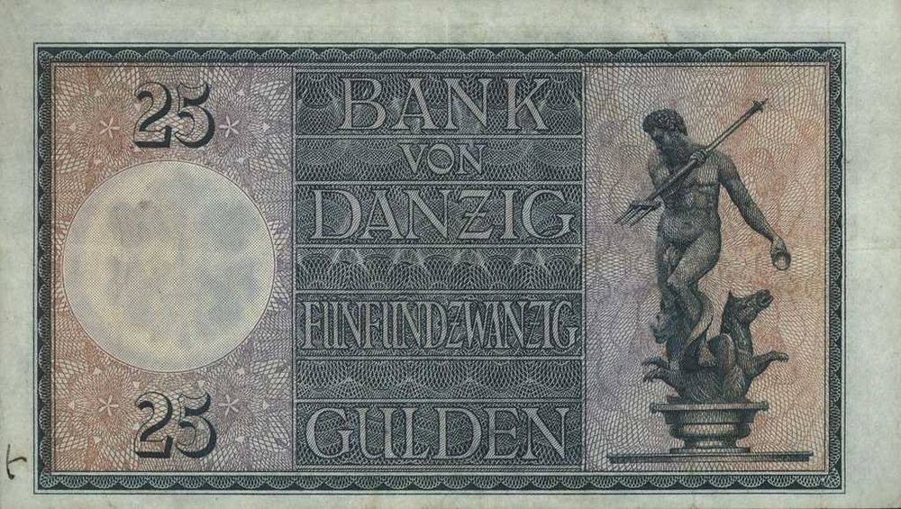 WOLNE MIASTO GDAŃSK 25 gulden 1924 UNC  seria B - BANK von DANZIG