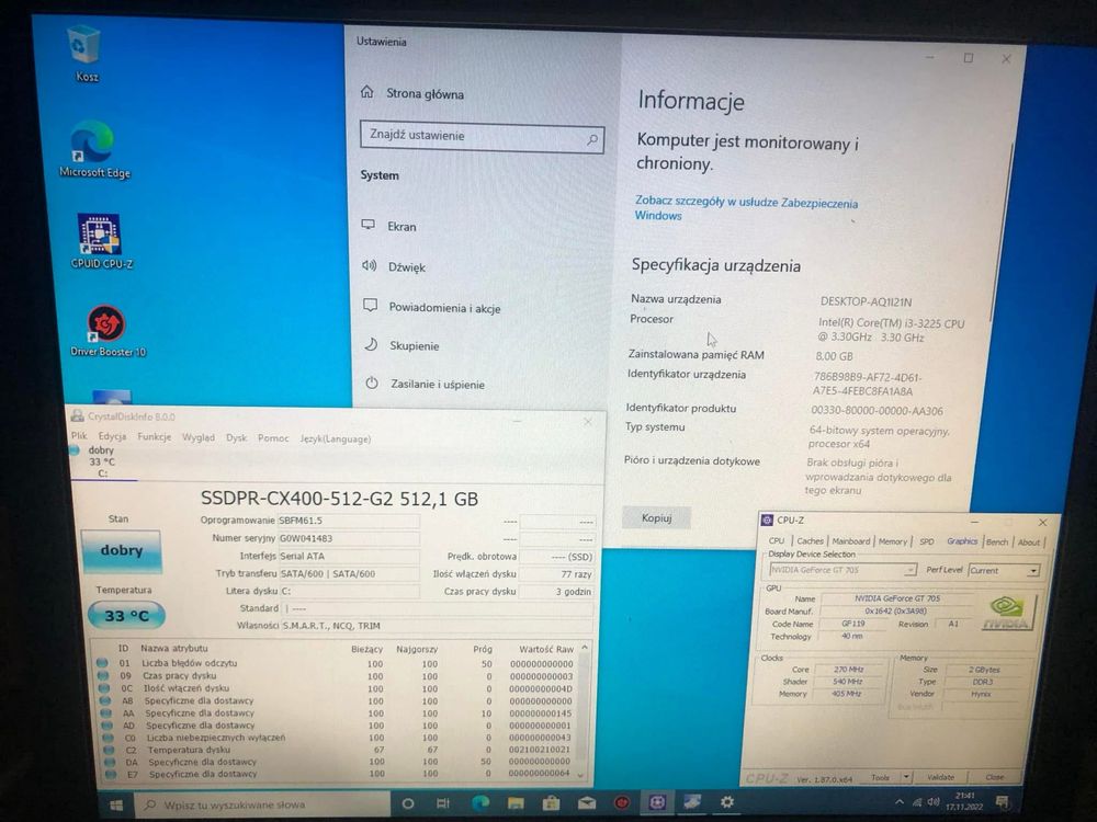 Komputer stacjonarny intel core i3 8gb ram geforce gt705 2gb