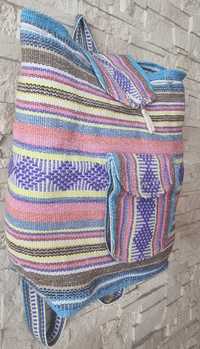Plecak sznurkowy, piękne kolory, rękodzieło, Meksyk