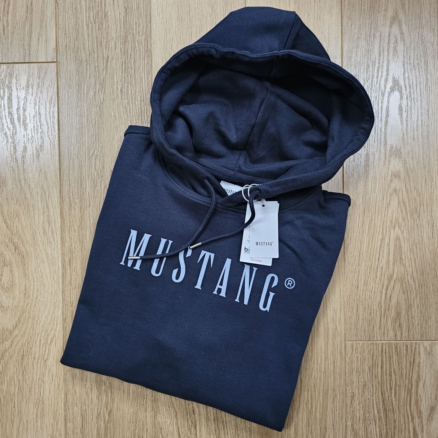 Bluza z kapturem bawełniana Mustang rozmiar XL  granatowa hoodie