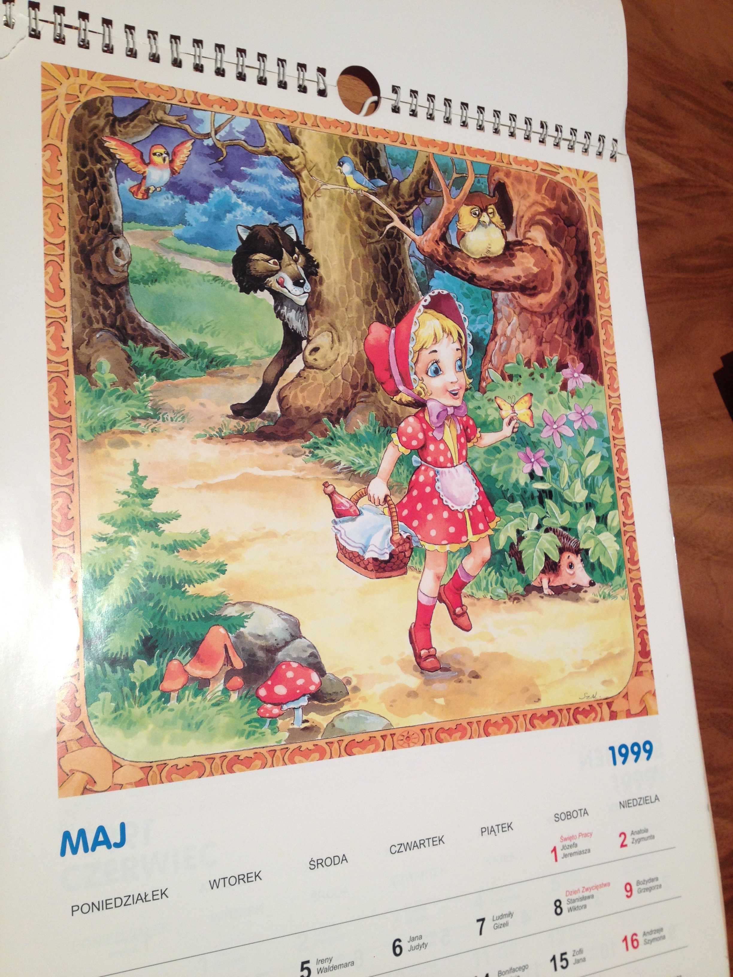 Kalendarz na  1999r. z ilustracjami dziecięcych bajek .