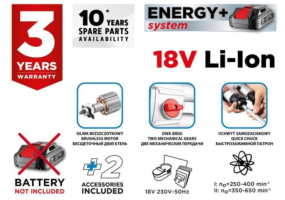 Mieszarka Podwójna Bezszczotkowa Energy+ 18V Bez Akumulatora