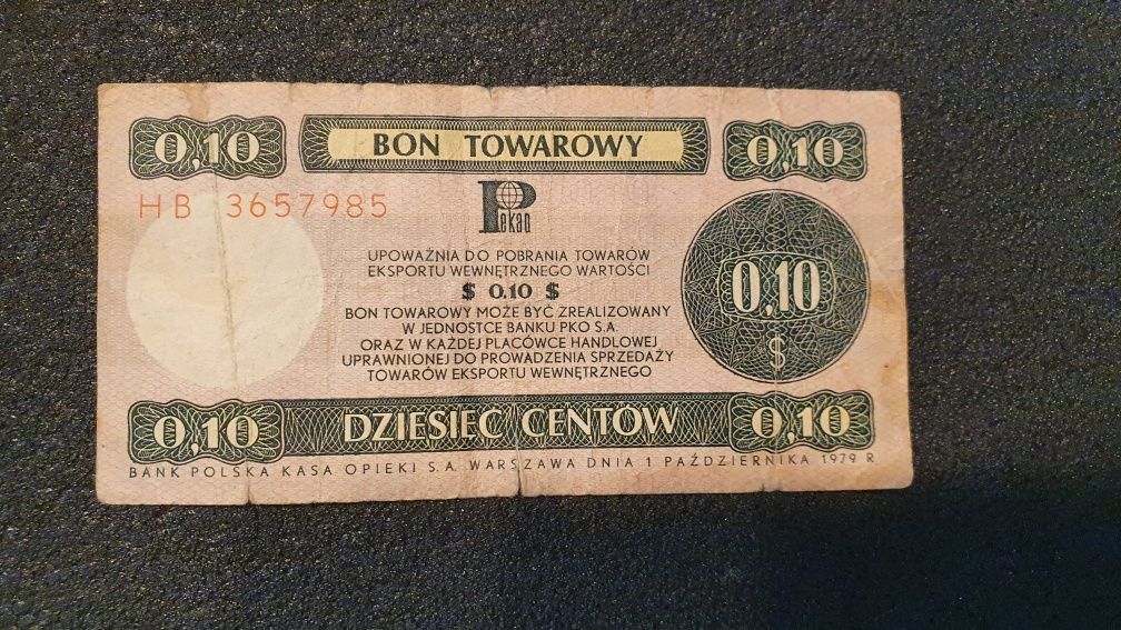 Bon towarowy 10 centów ser. HB 1979 r.