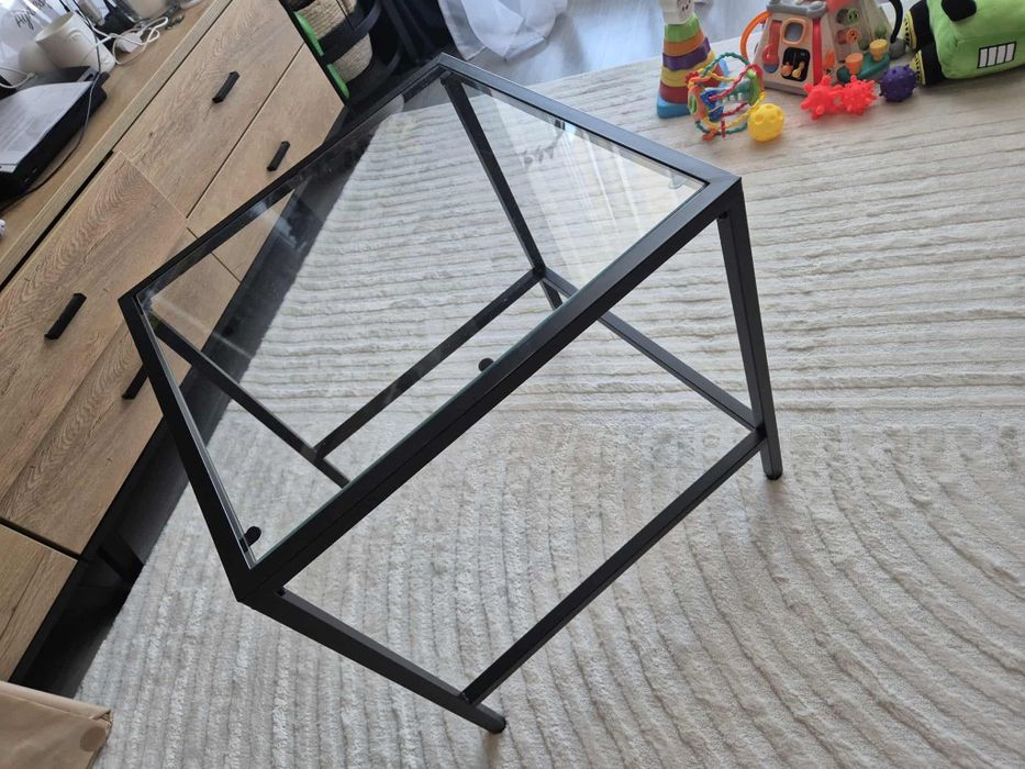 Stolik kawowy ikea podwójny szkło czarny loft
