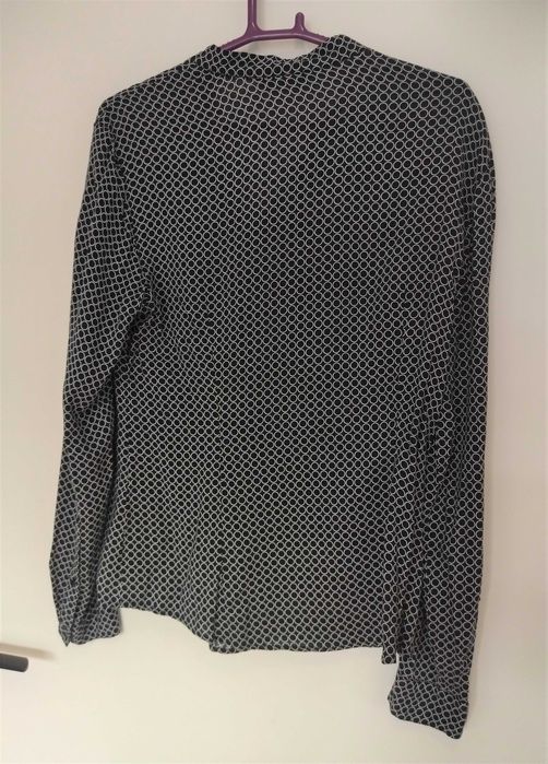 Koszula damska, czarno-biała, kółka, op-art, Tatuum, 40