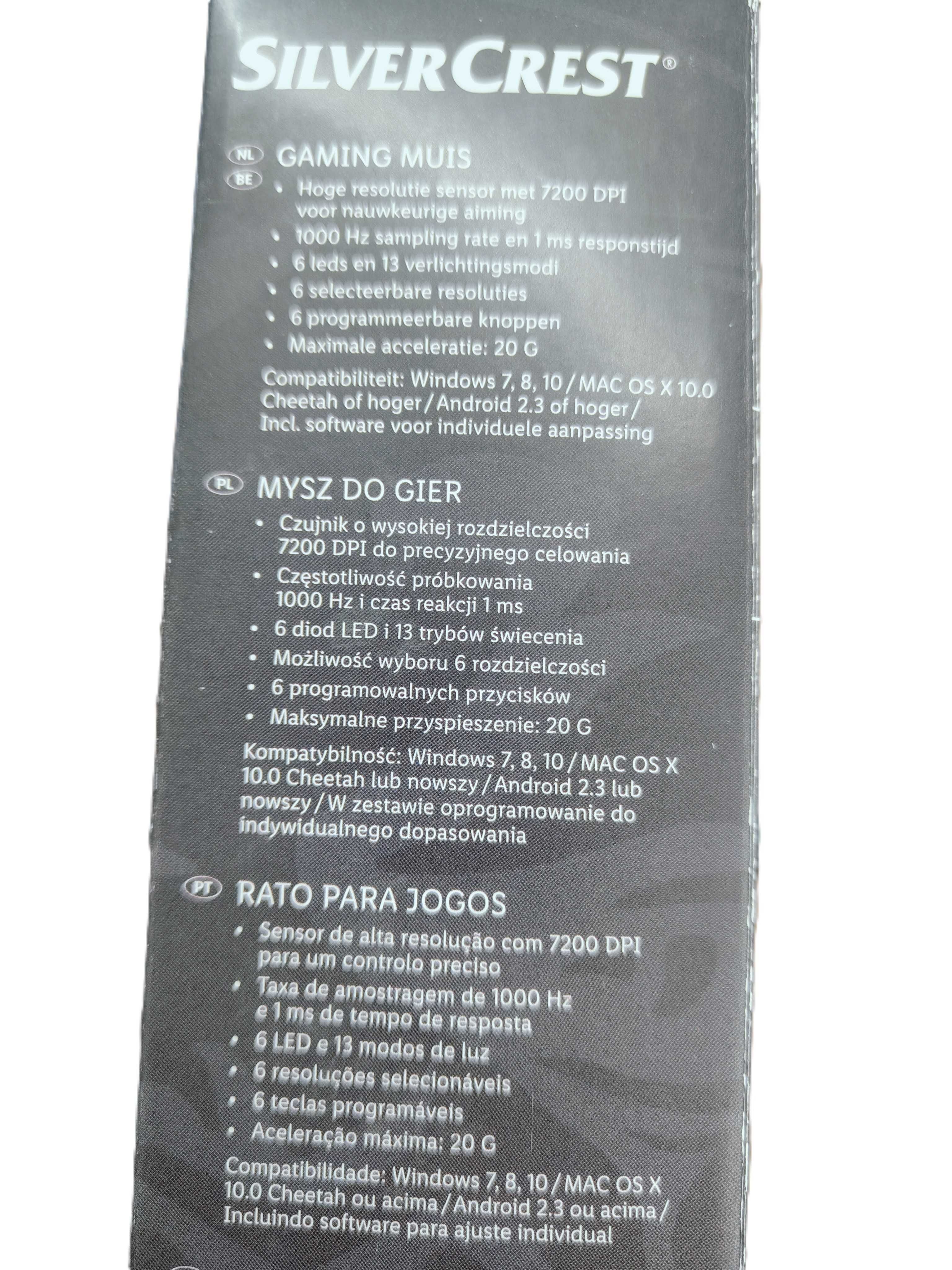 Myszka przewodowa SilverCrest sensor laserowy mysz do gier gamingowa