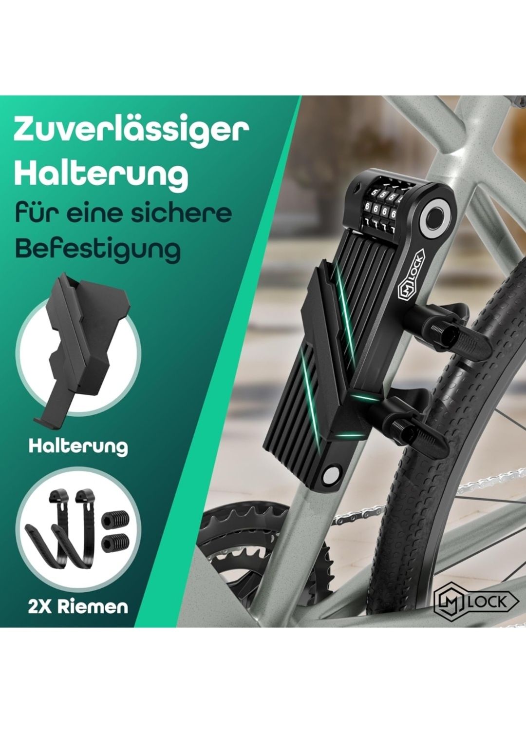 M-LOCK Składane zapięcie 120 cm, bardzo bezpieczny zamek szyfrowy