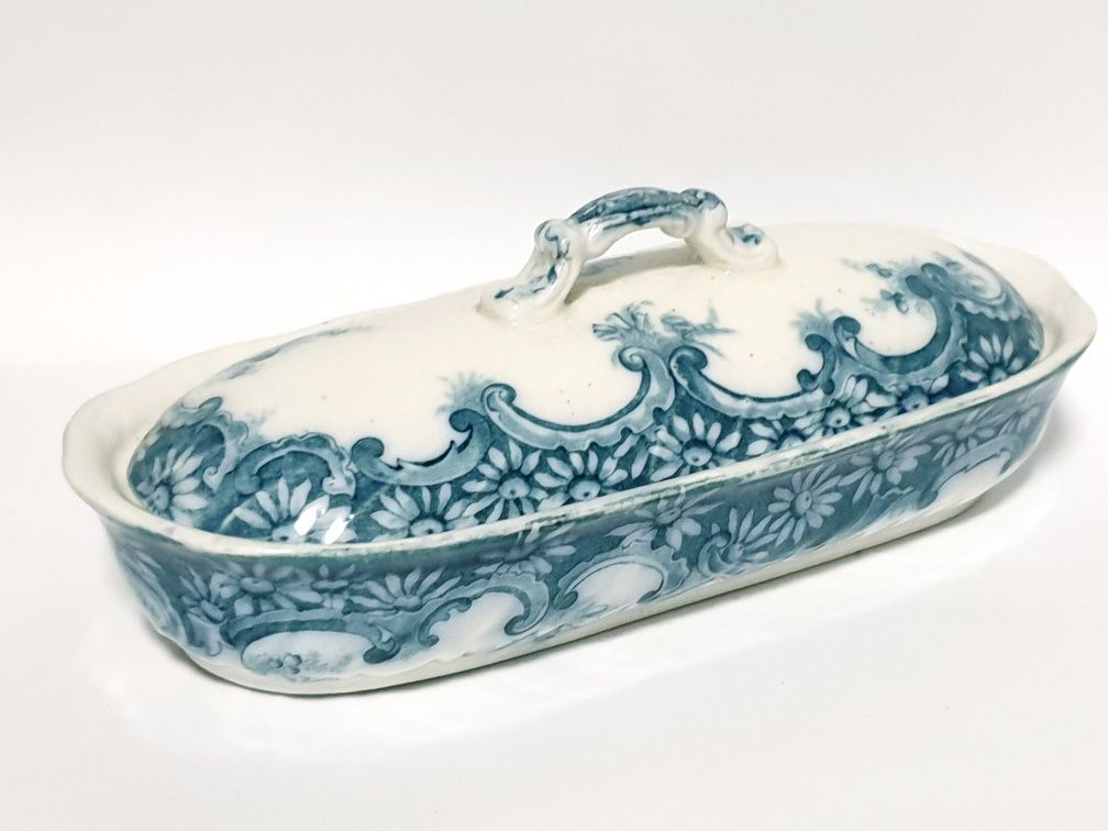 Antiga caixa para lâminas de barbear em porcelana europeia