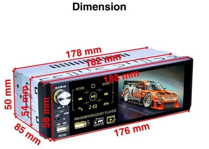 Auto-Rádio PODOFO P5130 1 DIN _ 4.1 "HD TouchScreen