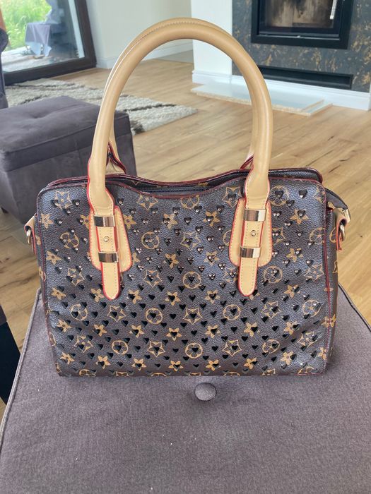 Torebka brązowa we wzorki