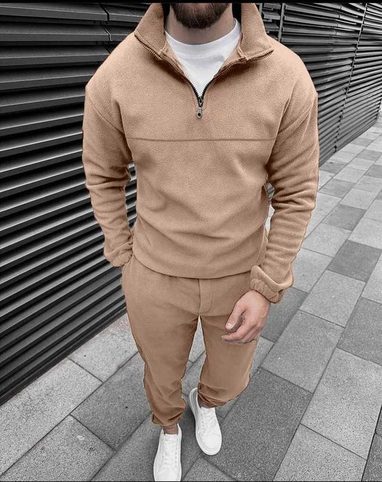 Зимний спортивный костюм мужской плюшевый As толстовка штаны на флисе