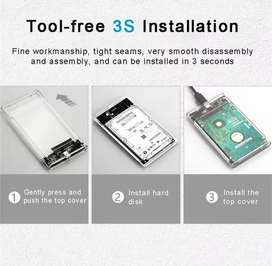 Зовнішній Карман для HDD, SSD 2,5" USB 3,0 Високошвидкісний.