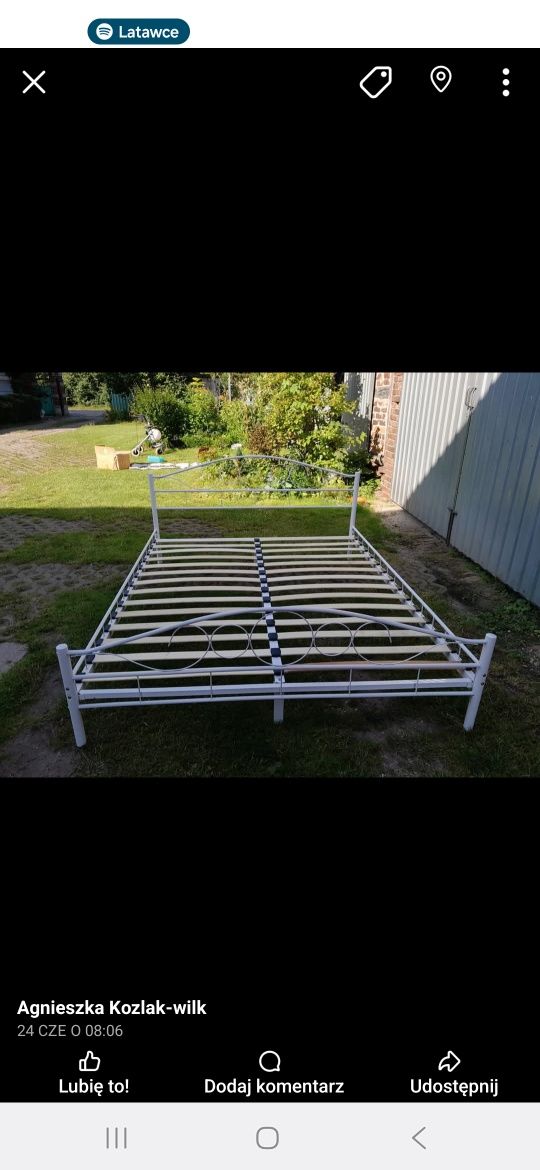Łóżko metalowe białe 160x200