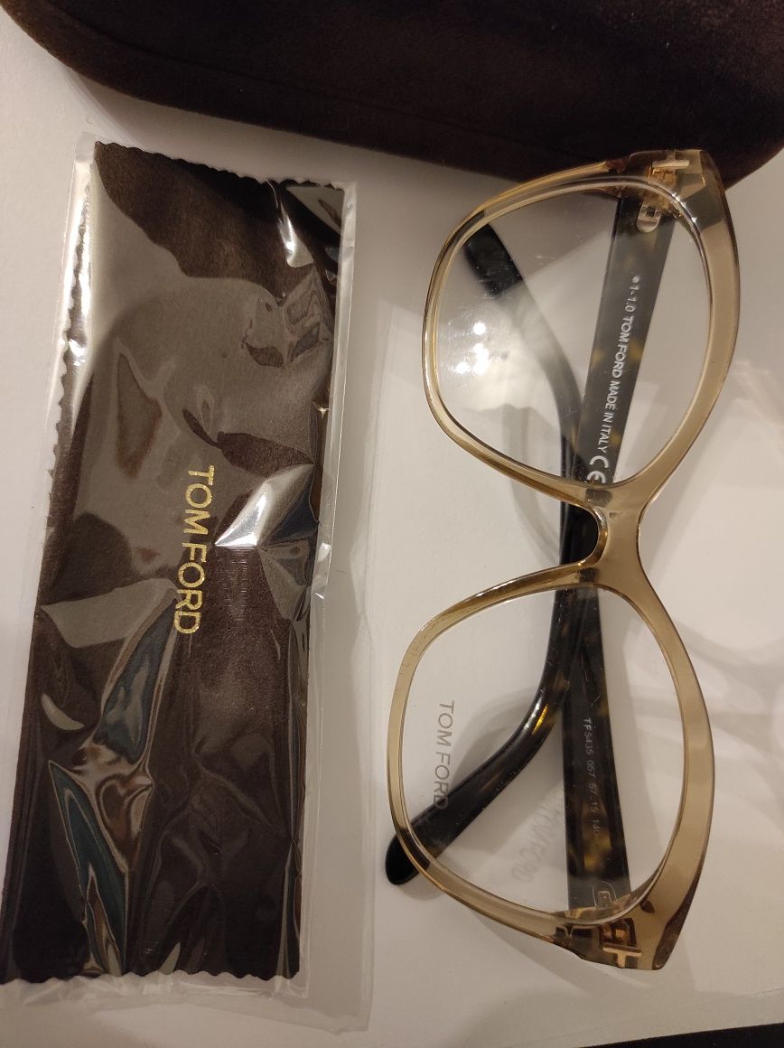 Tom Ford oprawki okulary korekcyjne TF5435 brąz beż złoto 057 new