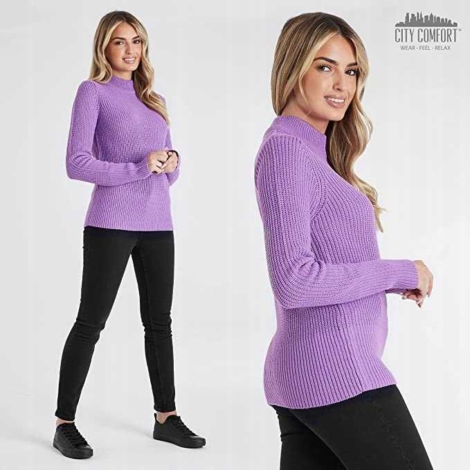 Elegancki damski sweter golf City Comfort rozmiar M fiolet