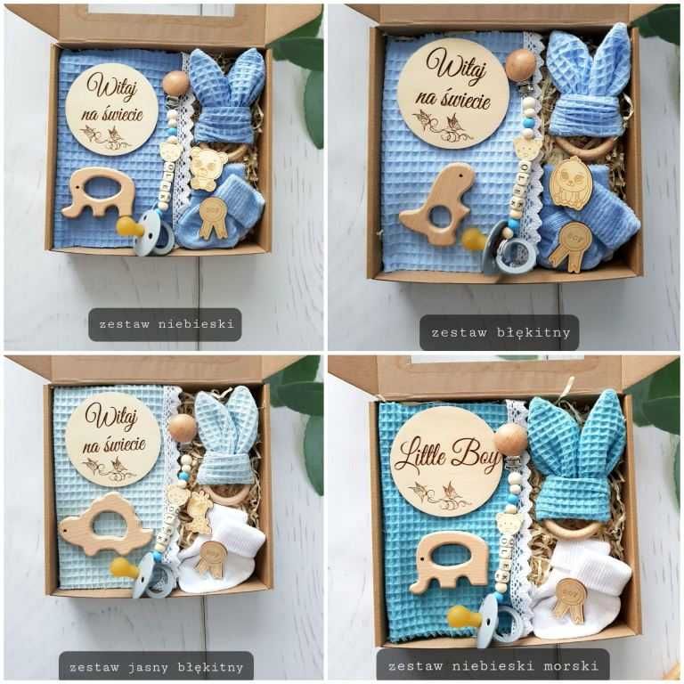 Prezent dla niemowlaka Gift Box Baby wafel zestaw zawieszka