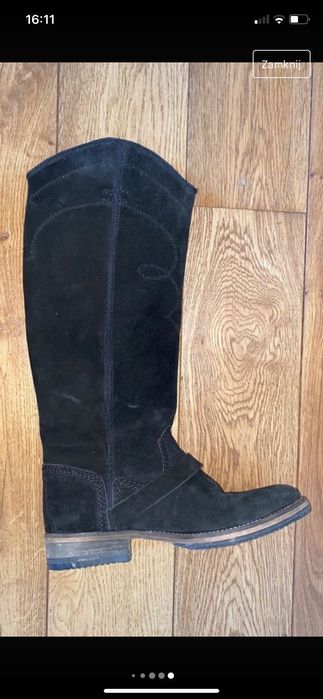 Tommy Hilfiger/ kowbojki/ czarne/ skóra zamszowa/ rozm 38/  24,8 cm