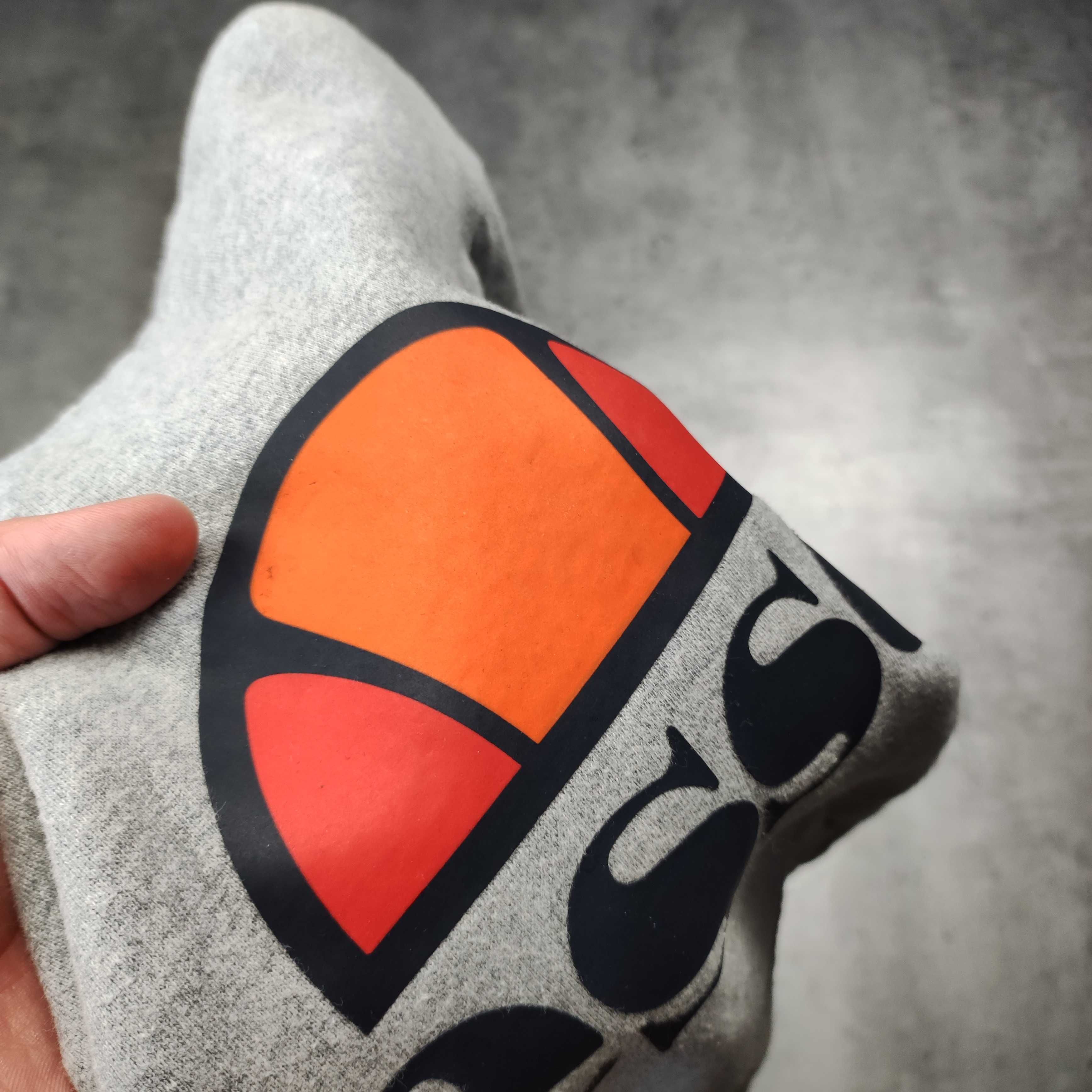 MĘSKA Bluza z Kapturem Hoodie Szara Bawełna Ellesse Klasyczna Logo